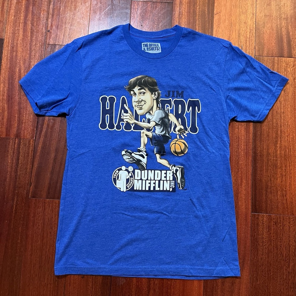 RSVLTS The Office Shirt Mens Medium Blue JIM HALPERT Basketball Crewneck Tee